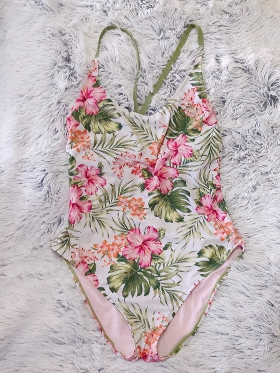 Hurley Other - Hurley Tropical Floral One-Piece Swimsuit - White, Pink & Green